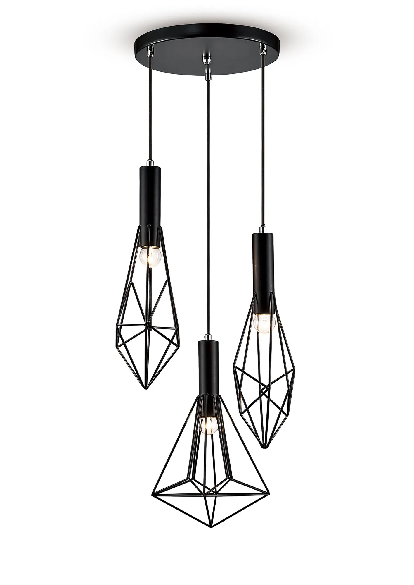 D0139  Kristoff Geometric Pendant Round 3 Light Black